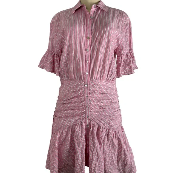 NWT CINQ à SEPT Pink and White Striped Asher Dress Size 6 - Picture 2 of 5